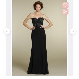 jim hjelm black evening dress with lace overlay